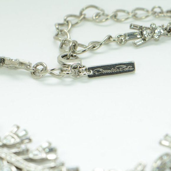 Oscar de la Renta Baguette Crystal Silver Necklace - Picture 7 of 8